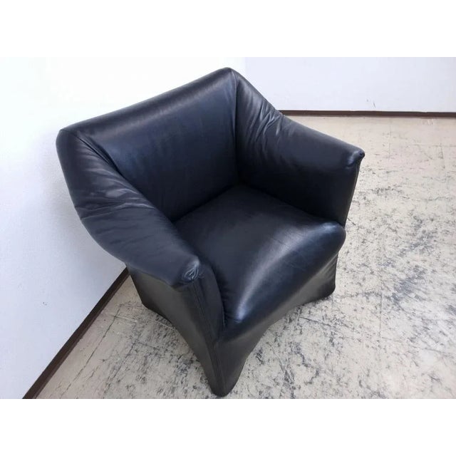 Black Black Leather Armchair by Mario Bellini for Cassina For Sale - Image 8 of 13