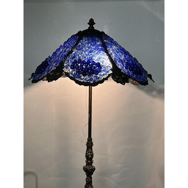 Brass Floor Lamp with Glass Shade, 1950s For Sale - Image 11 of 15