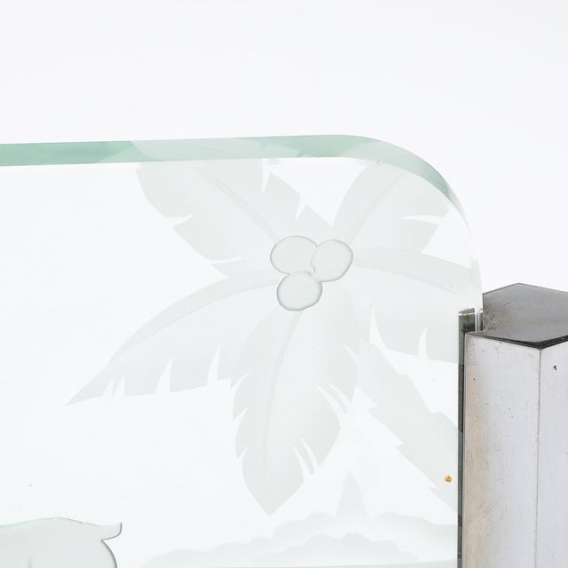 Art Deco Silvered Bronze Table Lamp With Reversed Etched Leaping Gazelle Motif For Sale - Image 10 of 16