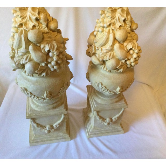 Vintage French Anduze Style Vases With Fruit Sculptures/Topiary, a Pair For Sale - Image 11 of 18