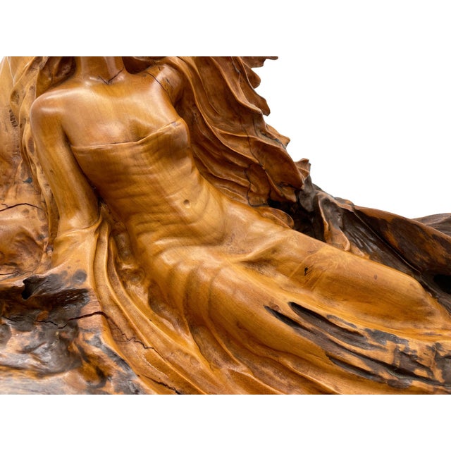 Large Carved Mahogany Sculpture of Two Reclining Women, Circa 1970s For Sale - Image 15 of 18