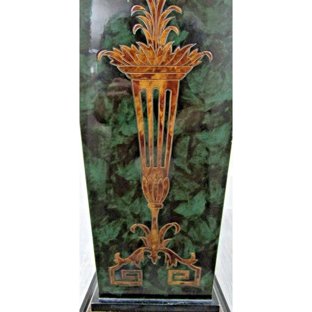 Green 1980s Castilian Imports Tall Gold Urn Drape Rope Green Pedestal Plant Stand For Sale - Image 8 of 12