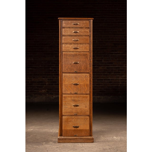 Antique Oak Vertical File Cabinet With Document Drawers by Library Bureau For Sale - Image 4 of 16