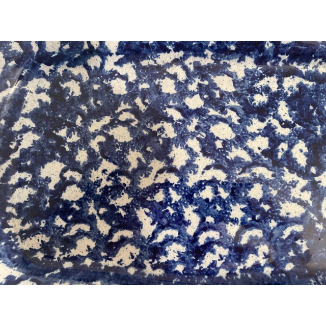 19th C. Antique Spongeware Blue and White Platter For Sale In Philadelphia - Image 6 of 8