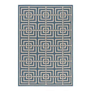 Juniper Indoor Outdoor Rug Blue & Cream 4'x6' For Sale