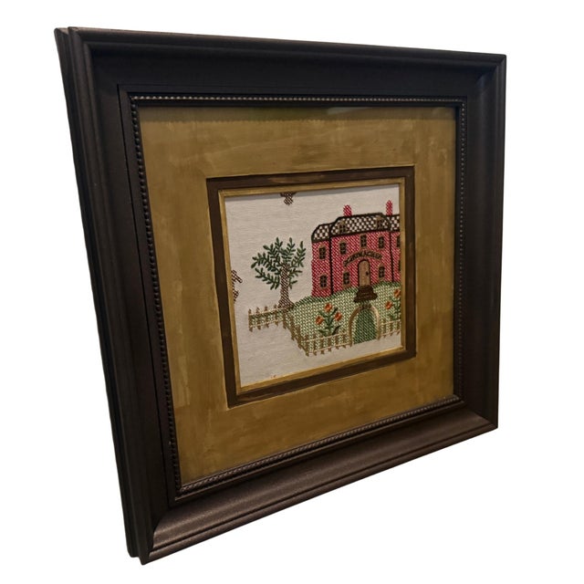 Schumacher “Merrifield Sampler” Textile Art in Upcycled Burnt Umber Frame For Sale - Image 10 of 10