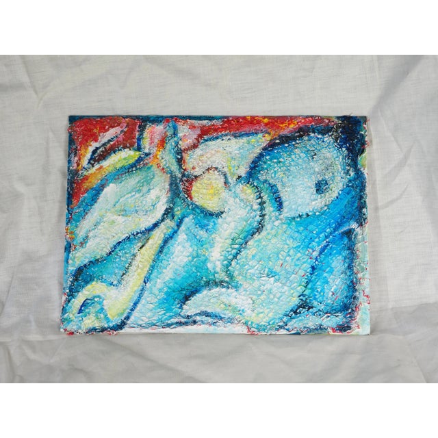 2010s Vintage French Christiane Berthaumier Abstract Oil Painting of a Submarine Evoking a Kraken For Sale - Image 5 of 11