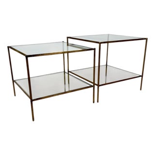 Brass and Glass Tables T12 by C. Corradi Dellacqua for Azucena, 1960s, Set of 2 For Sale