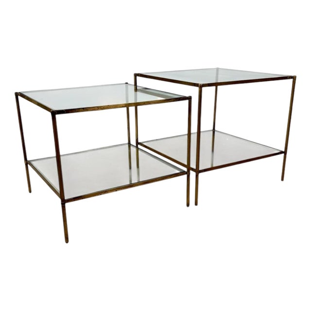 Brass and Glass Tables T12 by C. Corradi Dellacqua for Azucena, 1960s, Set of 2 For Sale