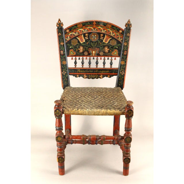An amazing "Schwälmer Hochzeitsstuhl", a traditional wedding chair from the Schwälmer region of Germany. This type of...