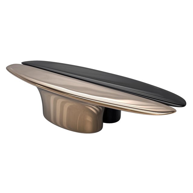 "Devonshire" Coffee Table With Bronze and Stainless Steel For Sale - Image 9 of 12