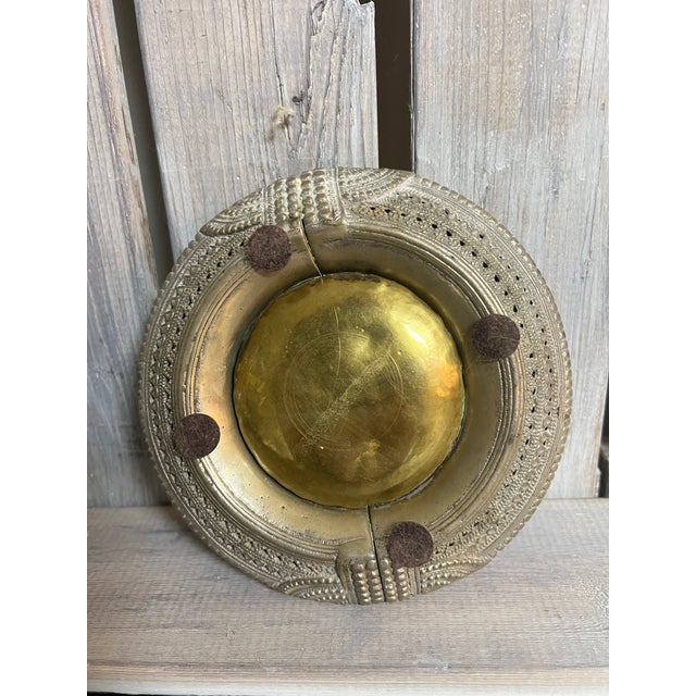 Metal 19th Century Indian Brass Repurposed Slave Anklet Dish / Ashtray For Sale - Image 7 of 8