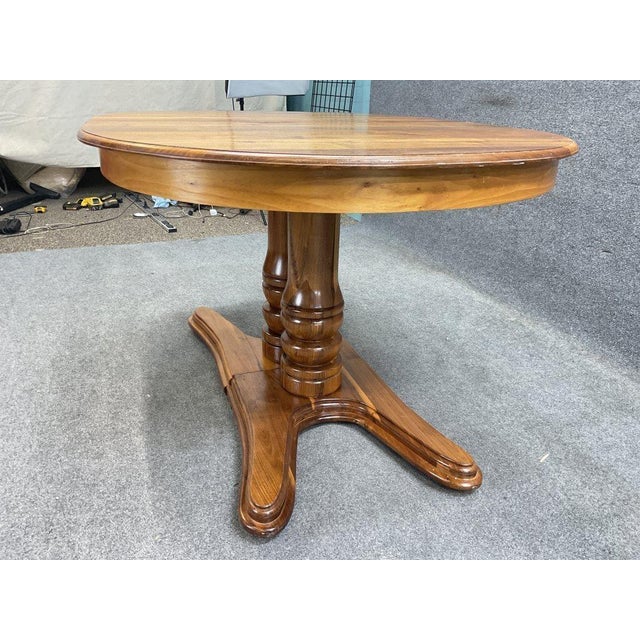 Mid-Century Modern Mid-Century Walnut Pedestal Dining Table | Extendable Oval Table For Sale - Image 3 of 6