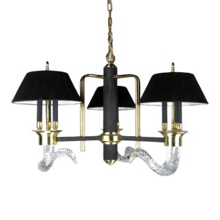 Vintage Art Deco Nulco Lighting Crystal Rams Horn Chandelier 9 Lights For Sale