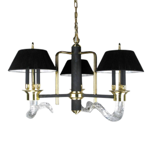 Vintage Art Deco Nulco Lighting Crystal Rams Horn Chandelier 9 Lights