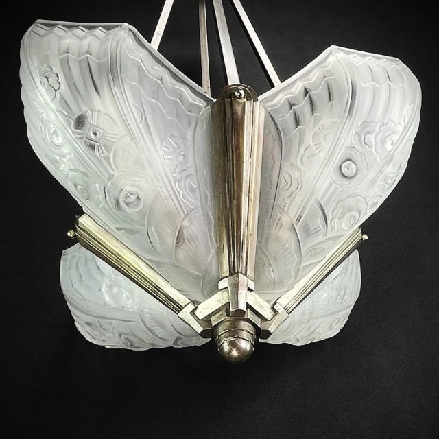 Art Deco Chandelier Hanging Lamp attributed to Jean Gauthier for J. Robert Paris, 1930s For Sale - Image 3 of 13
