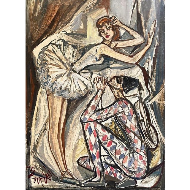 Vivaldo Martini, Harlequin and Ballerina, Oil on Canvas For Sale - Image 11 of 11