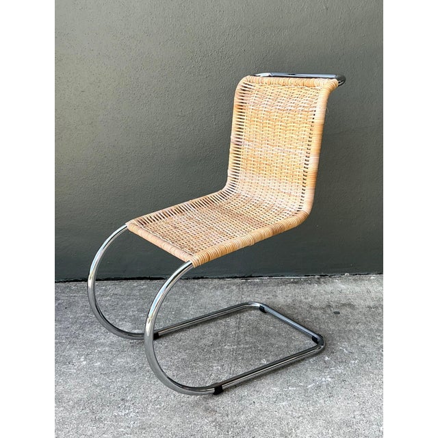 Vintage Mies Van Der Rohe for Knoll Cantilevered Chrome and Rattan Mr Chair For Sale - Image 17 of 18