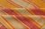 Vintage Turkish Kilim Rug in Vibrant Pink, Orange, and Yellow Stripes 5'0 X 8'0 For Sale - Image 9 of 10