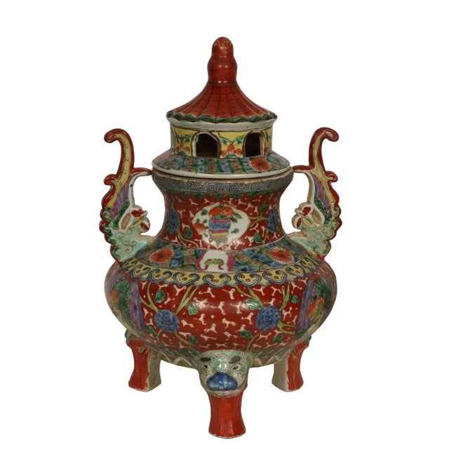 Early 20th Century Vintage Chinese Famille-Rose Porcelain Incense Burner For Sale - Image 13 of 13