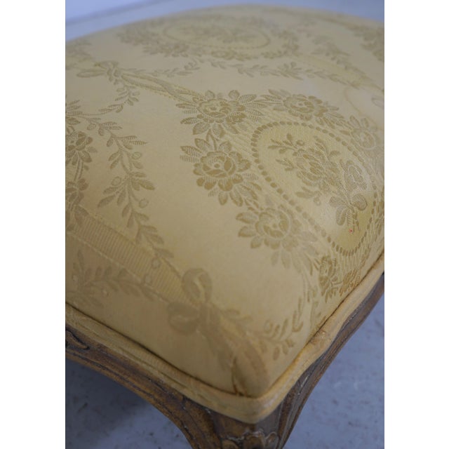 Pair of French Louis XV Giltwood Footstools With Damask Upholstery For Sale - Image 9 of 13