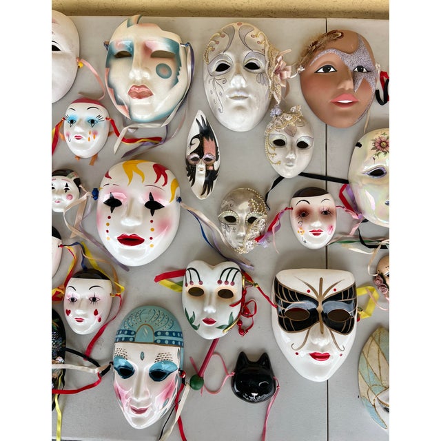 1980s collection of Decorate a wall Art. Different kinds of clay, ceramic, iridescent, matted, glossy, hand painted face...