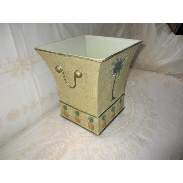 1990s Vintage Resin Palm Tree and Pineapple Design Wastebasket Chairish