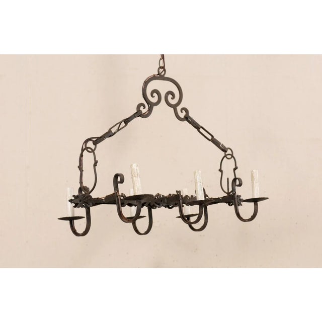 Mid 20th Century Mid 20th Century French 6-Light Iron Chandelier For Sale - Image 5 of 11
