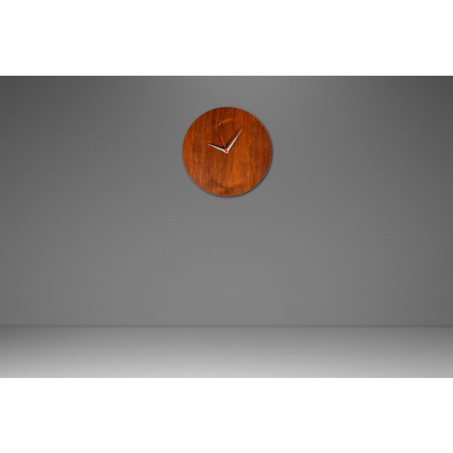 Mid-Century Modern Mid-Century Modern 13 Inch Minimalist Wall Clock Carved From Solid Walnut, Usa, C. 1970s For Sale - Image 3 of 16