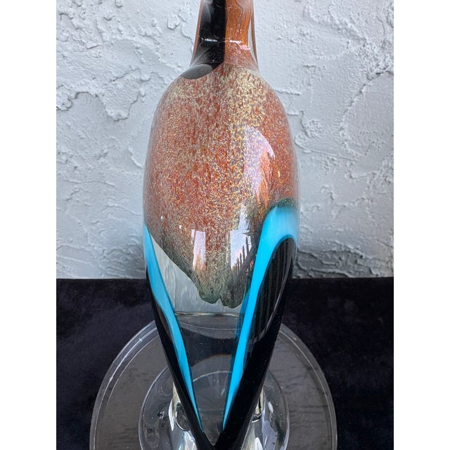 Goldenrod Vintage Murano Sommerso & Aventurine Art Glass Bird Sculpture, Italy, C. 1970s For Sale - Image 8 of 11