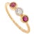 Brilliant Diamond and Ruby Three Stone Ring in 18k Yellow Gold Size 6 For Sale