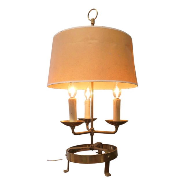 French Brass Triple Bouillotte Table Lamp, 1900s For Sale