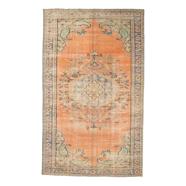 Vintage Wool Faded Rug For Sale