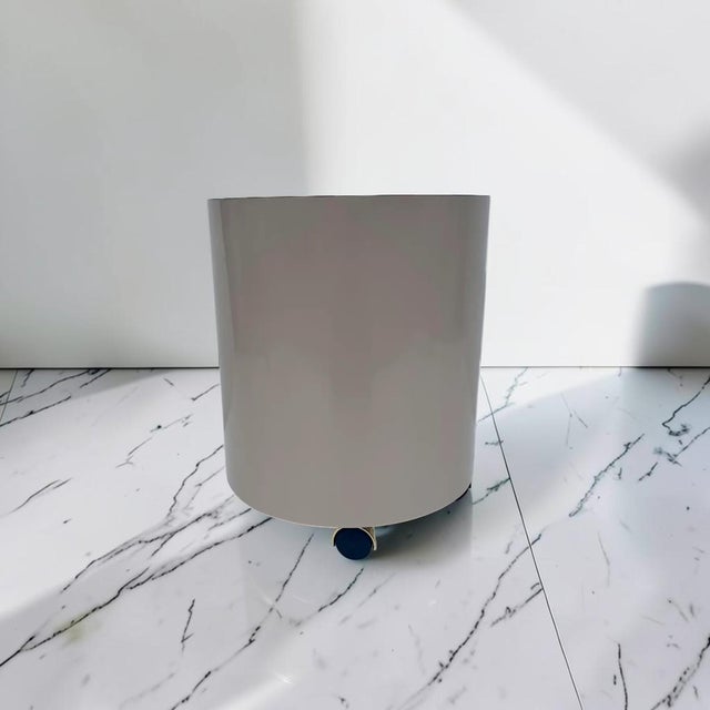 1980s Cylindrical Laminate Stool on Casters For Sale - Image 4 of 8