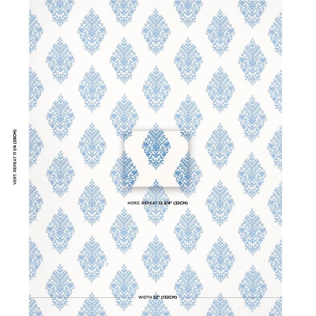 A graphic blue-on-ivory take on traditional paisley motifs, in a palette that ranges from sophisticated neutrals to...