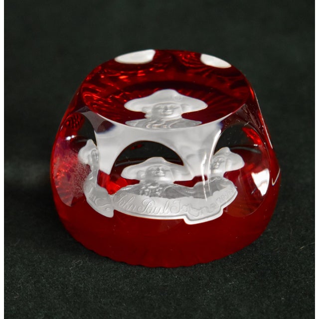 Vintage (1970's) Paper Weight of John Paul Jones a Cameo. Red, Frosted, and Clear Color. Made in France. The Measurements:...