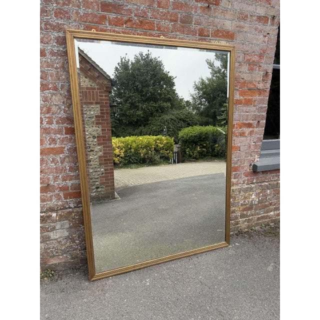 Wood Large Antique 19th Century English Gilt Ribbed Framed Mirror For Sale - Image 7 of 7