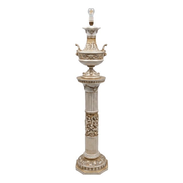 Vintage Italian Ceramic Column Lamp from Capodimonte, 1970 For Sale