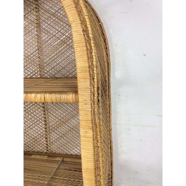 Vintage Boho Chic Rattan Shelving Unit With Arched Top For Sale - Image 4 of 10