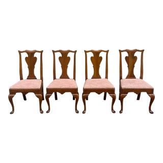 1960s Statton Furniture Queen Anne Solid Cherry Centennial Finish Dining Chairs - Set of 6 For Sale