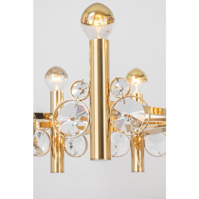 Large Gilt Brass Chandelier attributed to Palwa for Sciolari, Germany, 1970s For Sale - Image 13 of 14