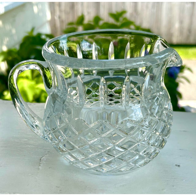 Glass Vintage Crystal Cut Glass Pitcher For Sale - Image 7 of 9