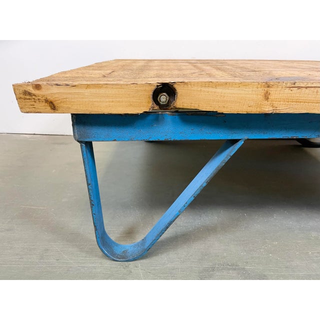Industrial Blue Coffee Table Cart, 1960s For Sale - Image 6 of 12