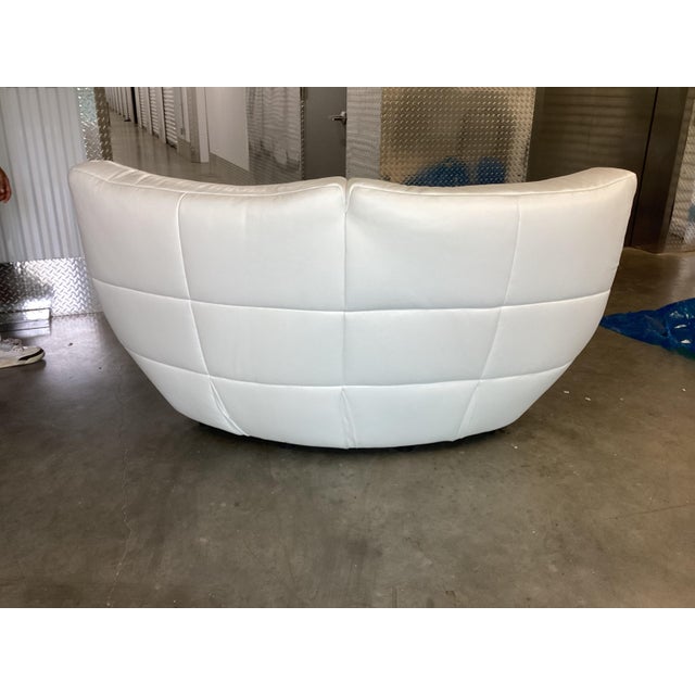 Super Cool Contemporary Italian White Leather Double Curved Chair For Sale - Image 4 of 9