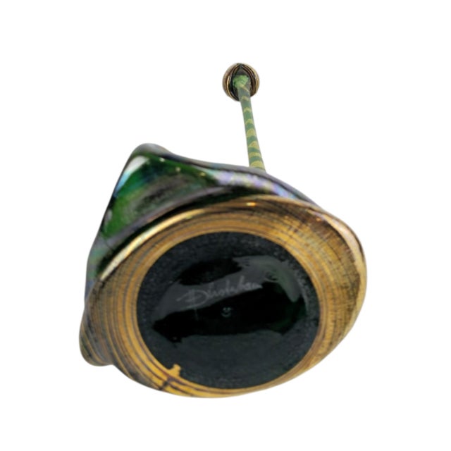 Glass German Green and Golden Iridescent Glass Snake Vase, 1980s For Sale - Image 7 of 8