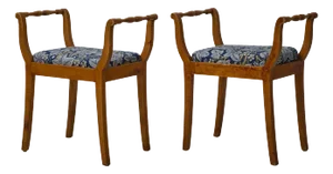 Antique Empire Swedish Taboret Stools in Yellow Birch, Set of 2