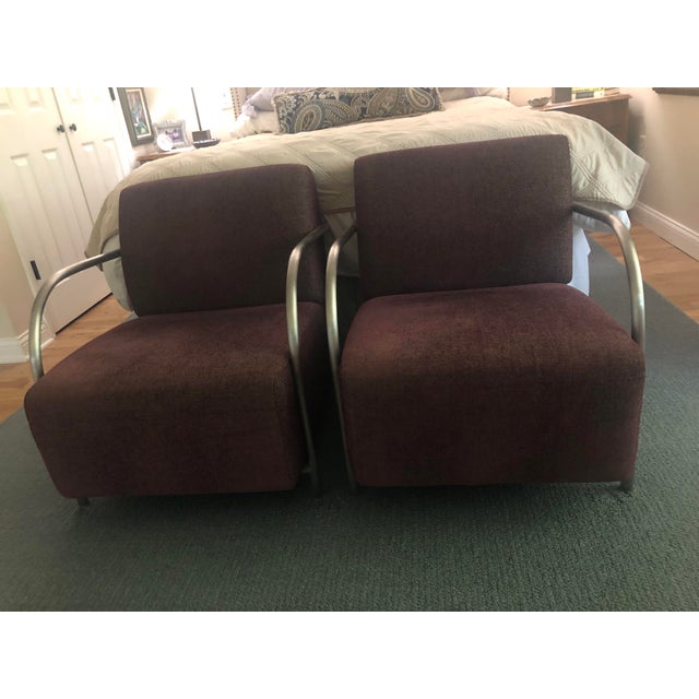 Contemporary Contemporary Upholstered Aluminum Frame Bauhaus Chairs - A Pair For Sale - Image 3 of 12