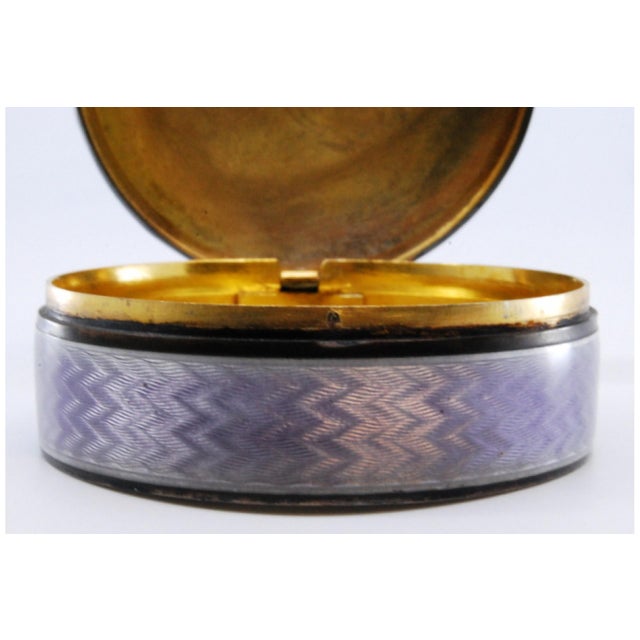 Metal Jewelry Box in Enameled Silver with Floral Motifs and Gilt Interior For Sale - Image 7 of 10