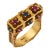 Vintage Ruby Sapphire 18k Yellow Gold Architectural Hammered Ring, Size 6.5 For Sale