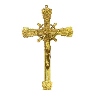 Antique French Gilt Bronze Altar Crucifix For Sale